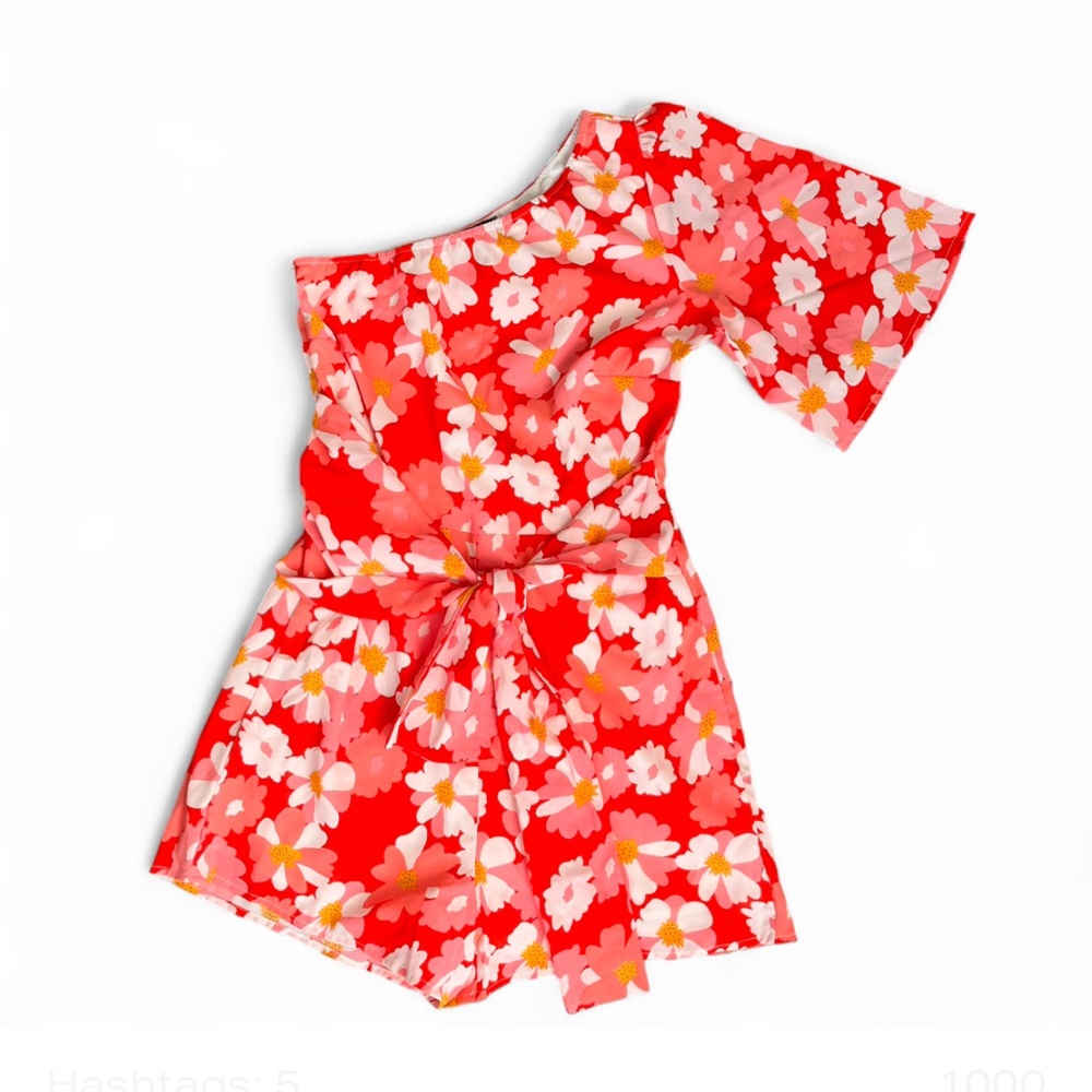 BTFBM pink and Red One shoulder Romper Size Small